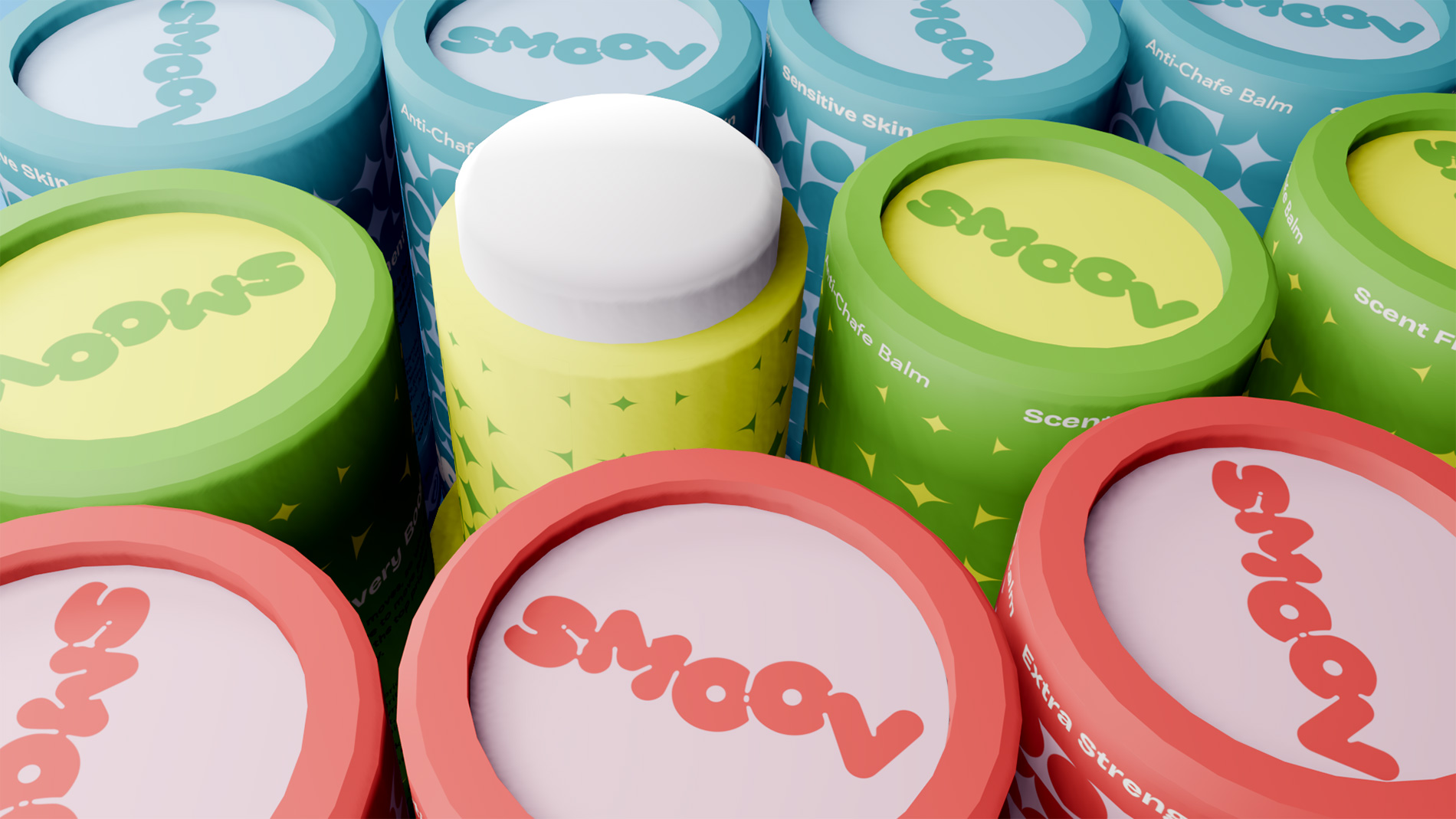 Top-down Product shot of Smoov anti-chafe sticks. One stick open.